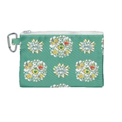 Retro 1960s Flowers Pattern 2 Canvas Cosmetic Bag (medium) by violetheavensky