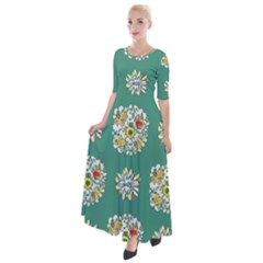 Retro 1960s Flowers Pattern 2 Half Sleeves Maxi Dress by violetheavensky