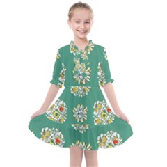 Retro 1960s Flowers Pattern 2 Kids  All Frills Chiffon Dress by violetheavensky