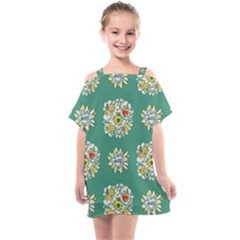 Retro 1960s Flowers Pattern 2 Kids  One Piece Chiffon Dress by violetheavensky