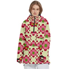 Retro 1960s Flowers Pattern 4 Women s Pullover Zip Ski And Snowboard Waterproof Breathable Jacket by violetheavensky