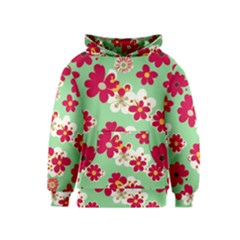 Retro 1960s Flowers Pattern Kids  Pullover Hoodie by violetheavensky