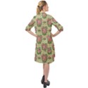 Retro 1880s Flowers Pattern 9 Long Sleeve Mini Shirt Dress View2