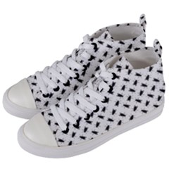 Fly Phot Motif Seamless Black And White Pattern Women s Mid-top Canvas Sneakers by dflcprintsclothing