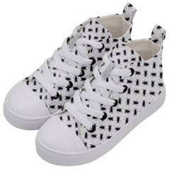 Fly Phot Motif Seamless Black And White Pattern Kids  Mid-top Canvas Sneakers by dflcprintsclothing