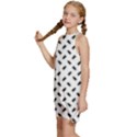 Fly Phot Motif Seamless Black And White Pattern Kids  Halter Collar Waist Tie Chiffon Dress View2