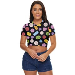 Ecstasy Pills Pattern Side Button Cropped T-shirt by Valentinaart