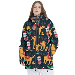 Funny Christmas Pattern Background Women s Multi Pockets Zip Ski And Snowboard Waterproof Breathable Jacket by Ket1n9