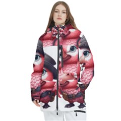 Kawaii Pink Parrot Pirate Women s Multi Pockets Zip Ski And Snowboard Waterproof Breathable Jacket by KawaiiArtStyle