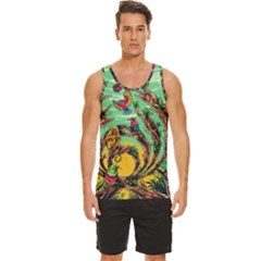 Monkey Tiger Bird Parrot Forest Jungle Style Men s Wide Collar Tank Top by Grandong