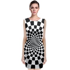 Geomtric Pattern Illusion Shapes Sleeveless Velvet Midi Dress by Grandong