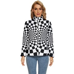 Geomtric Pattern Illusion Shapes Women s Puffer Bubble Jacket Coat by Grandong