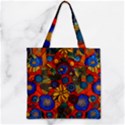 Mid Century Retro Floral 1970s 1960s Pattern 69 Zipper Grocery Tote Bag View1