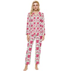 Retro 1880s Flowers Pattern 14 Womens  Long Sleeve Velvet Pocket Pajamas Set by violetheavensky