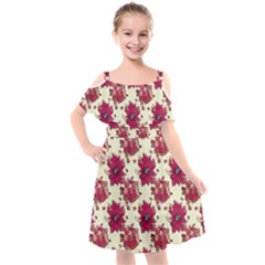 Retro 1880s Flowers Pattern 21 Kids  Cut Out Shoulders Chiffon Dress by violetheavensky