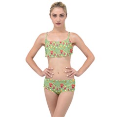 Retro 1880s Flowers Pattern 17 Layered Top Bikini Set by violetheavensky