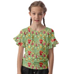 Retro 1880s Flowers Pattern 17 Kids  Cut Out Flutter Sleeves by violetheavensky