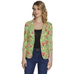 Retro 1880s Flowers Pattern 17 Women s One-button 3/4 Sleeve Short Jacket by violetheavensky