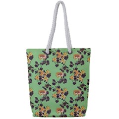 Retro 1880s Flowers Pattern 24 Full Print Rope Handle Tote (small) by violetheavensky