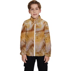 Homemade Flan Extreme Close-up Texture Kids  High Neck Windbreaker by dflcprintsclothing