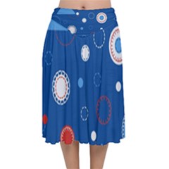 Christmas Pattern Tree Design Velvet Flared Midi Skirt by Paksenen