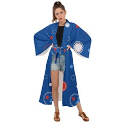 Christmas Pattern Tree Design Maxi Kimono by Paksenen