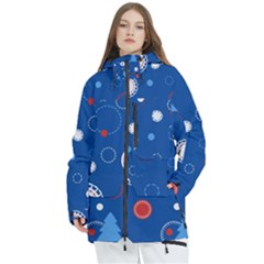 Christmas Pattern Tree Design Women s Multi Pockets Zip Ski And Snowboard Waterproof Breathable Jacket by Paksenen