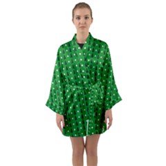 Green Christmas Tree Pattern Background Long Sleeve Satin Kimono by Paksenen