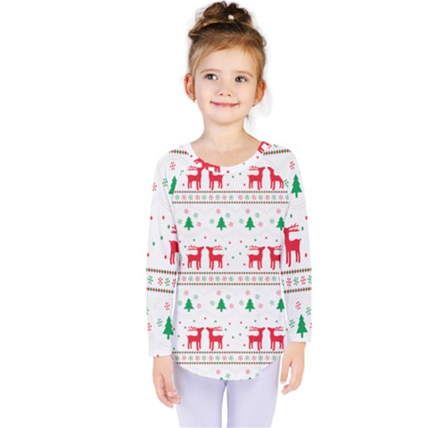 Red Green And Blue Christmas Themed Illustration Kids  Long Sleeve T-shirt by Paksenen