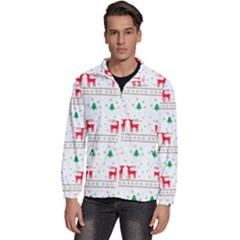 Red Green And Blue Christmas Themed Illustration Men s High Neck Windbreaker by Paksenen