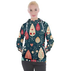 Christmas Tree Pattern Women s Hooded Pullover by Paksenen