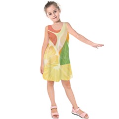 Citrus Fruit Healthy Vitamin Kids  Sleeveless Dress by Paksenen