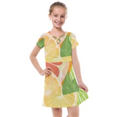 Citrus Fruit Healthy Vitamin Kids  Cross Web Dress by Paksenen