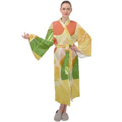 Citrus Fruit Healthy Vitamin Maxi Velvet Kimono by Paksenen