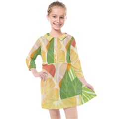 Citrus Fruit Healthy Vitamin Kids  Quarter Sleeve Shirt Dress by Paksenen