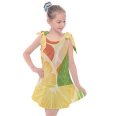 Citrus Fruit Healthy Vitamin Kids  Tie Up Tunic Dress by Paksenen