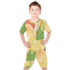 Citrus Fruit Healthy Vitamin Kids  T-shirt And Shorts Set by Paksenen