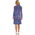 Grateful Dead Dancing Bears Pattern Long Sleeve Shirt Collar A-Line Dress View4