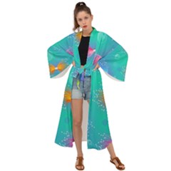 Christmas Pattern Maxi Kimono by Paksenen