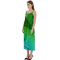 3d Leaves Texture Sheet Blue Green Casual Spaghetti Strap Midi Dress View2