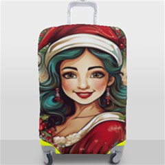 Young Woman With Santa Claus Clothes Isolated Illustration Wb Luggage Cover (large) by dflcprintsclothing