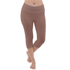 Mocha Mousse Hex Code #a47864 Lightweight Velour Capri Yoga Leggings by dressshop