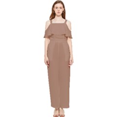 Mocha Mousse Hex Code #a47864 Draped Sleeveless Chiffon Jumpsuit by dressshop