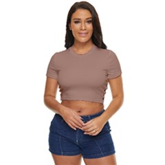 Mocha Mousse Hex Code #a47864 Side Button Cropped T-shirt by dressshop