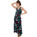 Holiday Season Pattern December Happy Holidays Merry Christmas Winter Family Festive New Year V-Neck Chiffon Maxi Dress View1