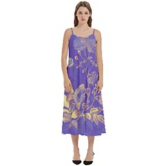 Flower Petal Bouquet Stem Floral Pattern Casual Spaghetti Strap Midi Dress by Maspions