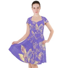 Flower Petal Bouquet Stem Floral Pattern Cap Sleeve Midi Dress With Pockets by Maspions