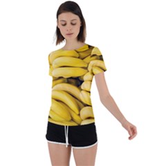 Bananas, Macro, Fruits, Ripe Bananas Back Circle Cutout Sports T-shirt by kyorashop23