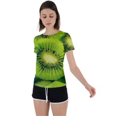 Kiwi Fruits, Close-up, Exotic Fruit Back Circle Cutout Sports T-shirt by kyorashop23