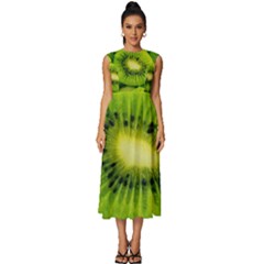 Kiwi Fruits, Close-up, Exotic Fruit Sleeveless Round Neck Midi Dress by kyorashop23